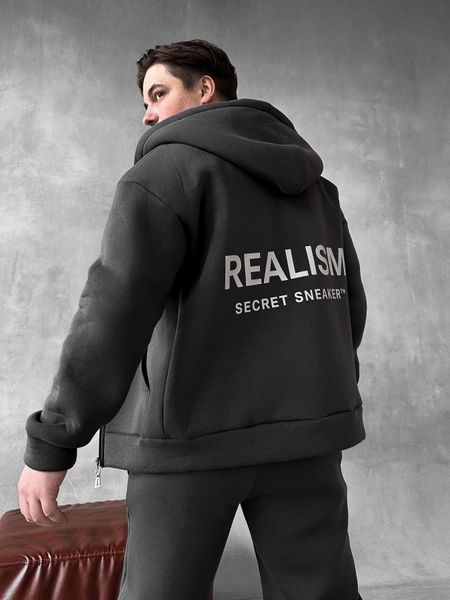 Чоловічий Теплий Графіт Принт S- XL Реалізм Флісовий Спортивний Костюм з Начосом (Худі + Штани) Kos16 _M фото